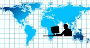 Person tackling the challenges of fake reviews management on a global online scale.