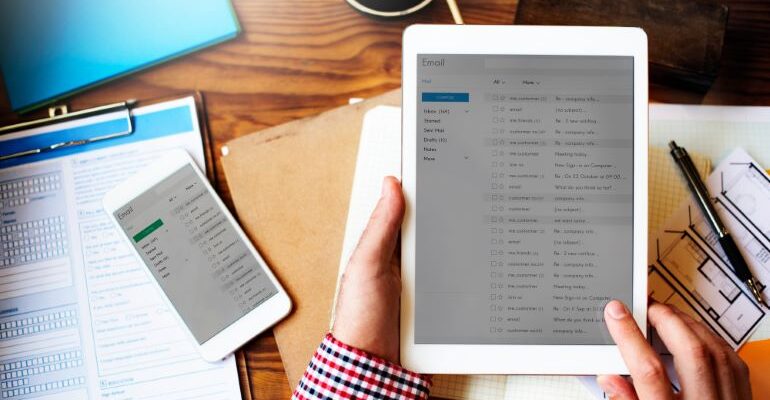 Email inbox on smart phone and iPad