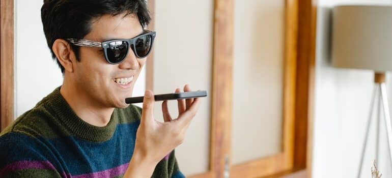 Man using voice search.
